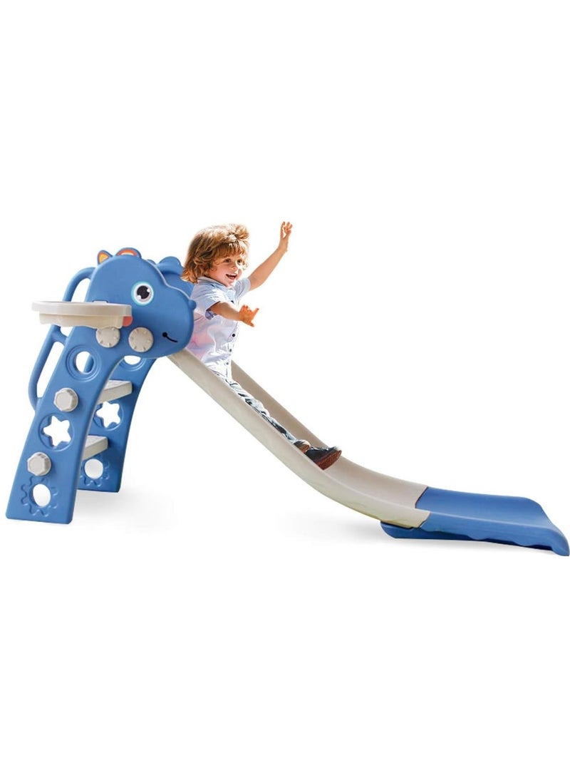 فول جوي زحليقة أطفال صغيرة 2 في 1 مع حلقة كرة سلة، زحليقة قابلة للطي للأطفال الصغار والأولاد والبنات والمتسلقين، ألعاب داخلية وخارجية - Image 1