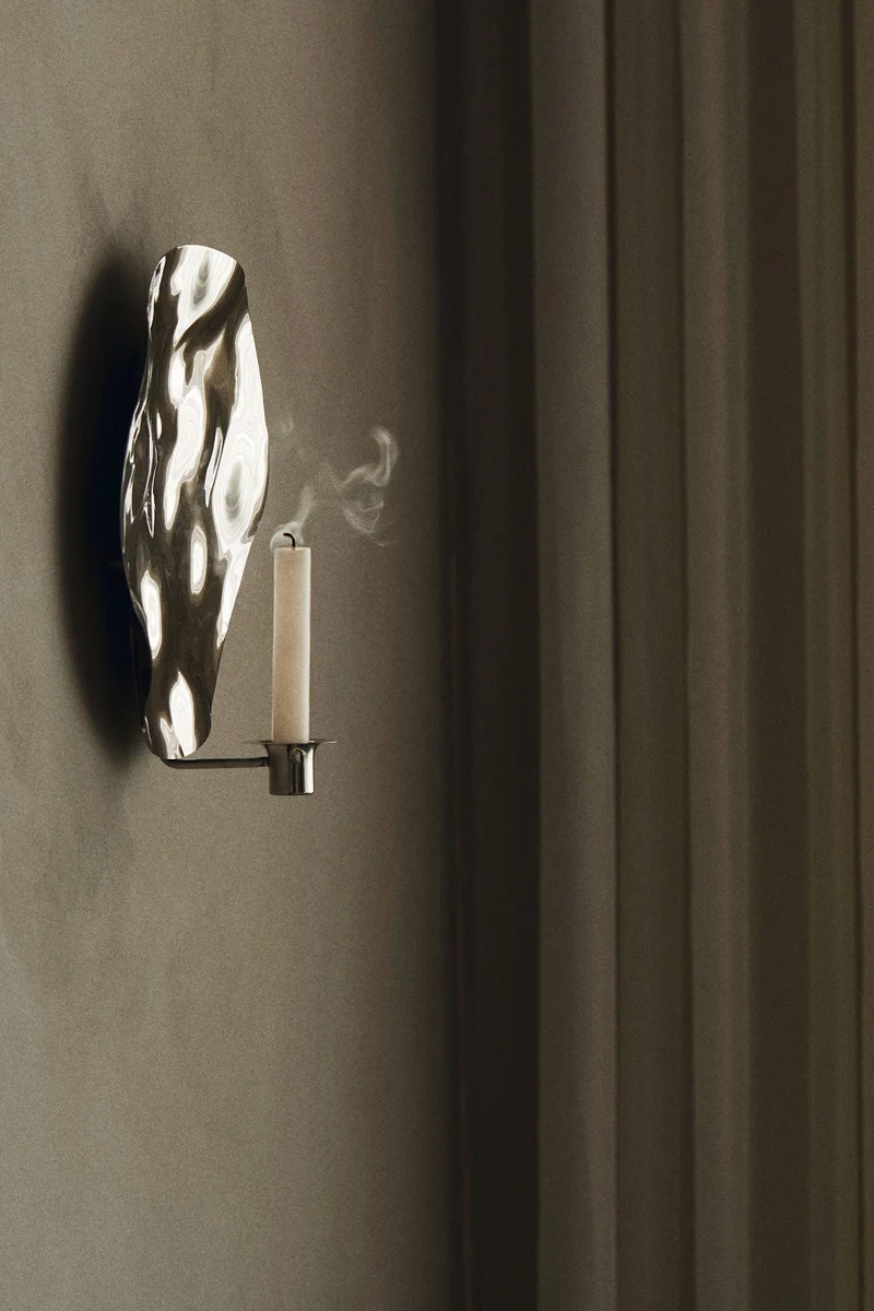 H&M Rippled metal candle sconce