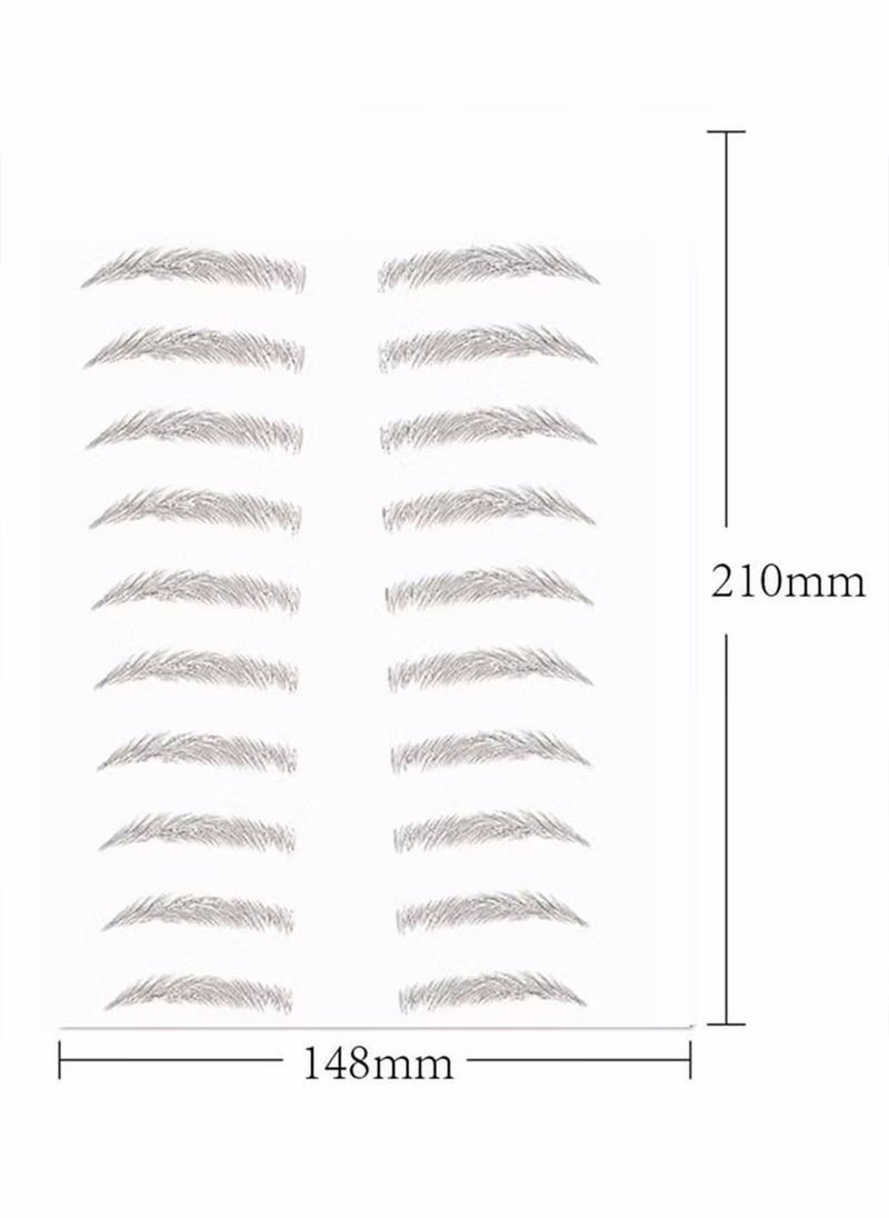 Generic - Eyebrow Tattoo Stickers Waterproof Transfers Stickers Peel Off 6D Sticker Nature False Eyebrows Hair-Like Long Lasting for Woman Makeup Tool 20 Pairs Black - Image 1