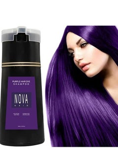 NOVA Nova Hair Dye Shampoo, NovaHair Hair Dye Shampoo 3 in 1, Nova Hair Instant Dye Shampoo, Hair Color for Gray Hair Coverage, Long Lasting Hair Color Shampoo for Women & Men 200ml (Purple)  - Image 1