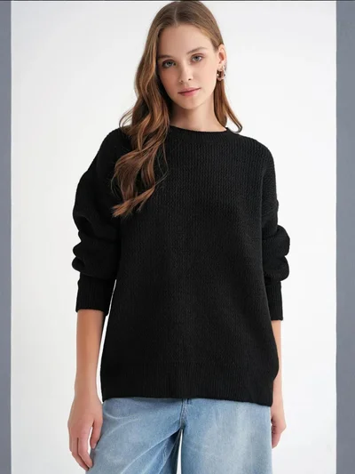 MixRay Mixray Long Sleeve Ribbed Knit Sweater
