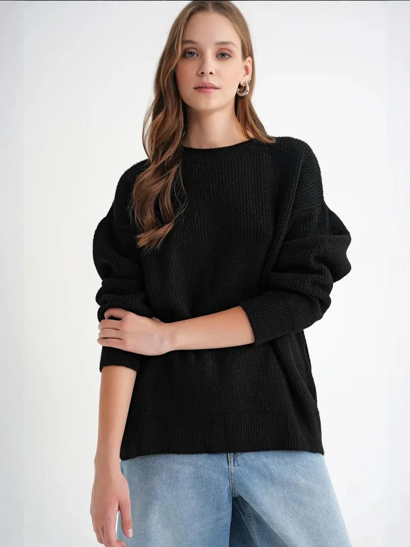 MixRay Mixray Long Sleeve Ribbed Knit Sweater