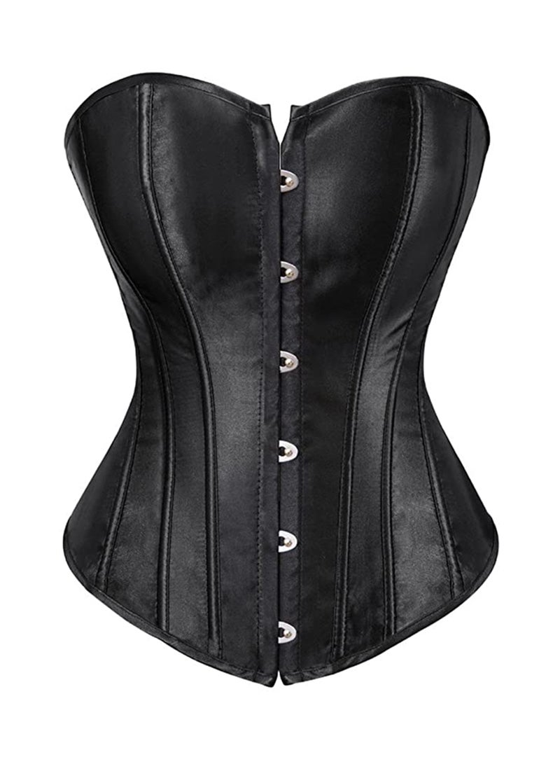 KASTWAVE Shaper Corsets for Women Satin Cotton Long Torso Hourglass Body Bustier Lingerie Top Overbust Corset Vintage Renaissance Brocade Lace Up Waist Cincher Shapewear M Size - Image 1