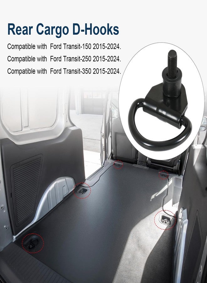 RALZAOTO Cargo D-Hooks Powder Coated Steel Compatible with 2015-2024 Ford Transit 150 250 350 Cargo Vans Tie Down Hook 6Pcs Replace BK21V550A74AD, V550A74-AD - Image 3