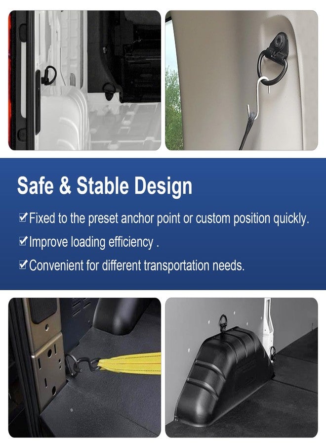 RALZAOTO Cargo D-Hooks Powder Coated Steel Compatible with 2015-2024 Ford Transit 150 250 350 Cargo Vans Tie Down Hook 6Pcs Replace BK21V550A74AD, V550A74-AD - Image 5