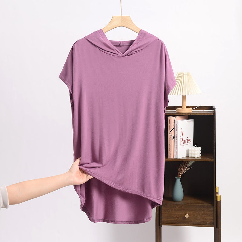 Summer Large Size Bat Short-Sleeved Women'S Fat Mm Large Bust Mid-Length Cotton Silk Sunscreen T-Shirt Loose - Image 1
