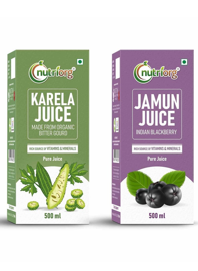 nutriorg Pack Of 2 Karela and Jamun Juice 500ml  - Image 1