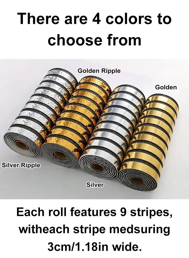 NOAEOU 3D wallpaper self-adhesive - metal grille thickened foam self-adhesive wallboard -300cm x 40cm decorative wall cloth, suitable for home decoration, living room, bedroom (Golden) - Image 3