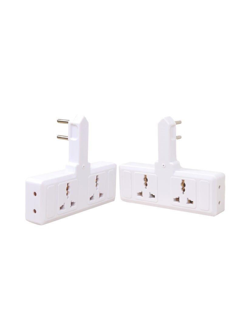 Electrical wall socket, 4 outlets, 220V, white, easy installation (2 pieces) - Image 1