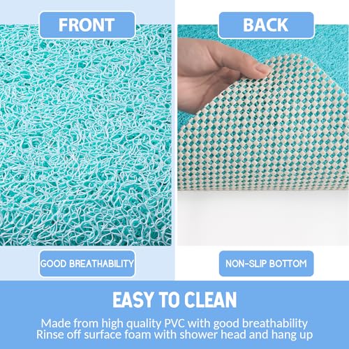 Hargiis Non-Slip Bathtub Mat, Anti Slip Shower Mat, Fast Drying Bathtub Mats, Foot Scrubber Mat, Anti Slip Mat for Tub, Floor, Bathroom, Kitchen, Home, Hotel (Turquoise Blue 24"×16") - Image 4