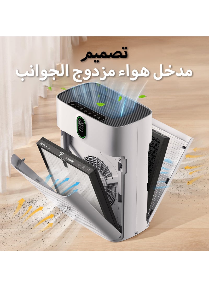 إبسون - منقي هواء منزلي لغرف كبيرة حتى ١٠٠ متر مربع، مزود بشاشة PM 2.5 ومستشعر جودة الهواء، وفلتر HEPA يزيل 99.97% من شعر الحيوانات، بتصميم مدخل هواء مزدوج. - Image 1