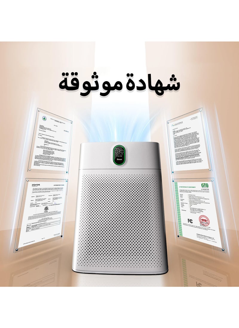إبسون - منقي هواء منزلي لغرف كبيرة حتى ١٠٠ متر مربع، مزود بشاشة PM 2.5 ومستشعر جودة الهواء، وفلتر HEPA يزيل 99.97% من شعر الحيوانات، بتصميم مدخل هواء مزدوج. - Image 1