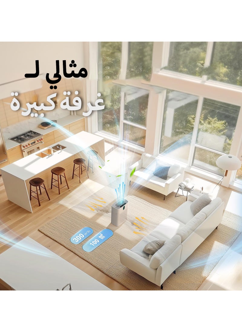 إبسون - منقي هواء منزلي لغرف كبيرة حتى ١٠٠ متر مربع، مزود بشاشة PM 2.5 ومستشعر جودة الهواء، وفلتر HEPA يزيل 99.97% من شعر الحيوانات، بتصميم مدخل هواء مزدوج. - Image 1