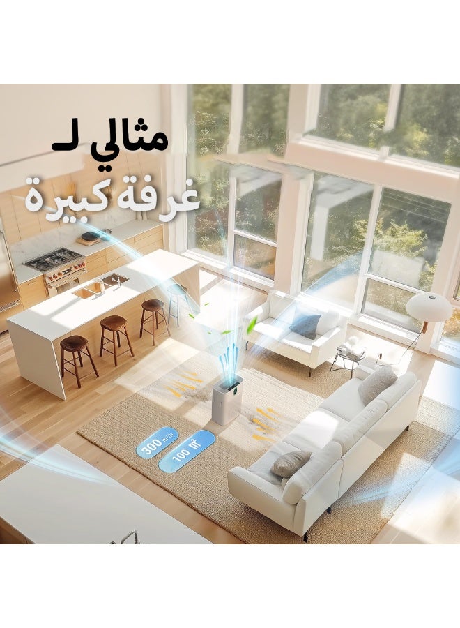 إبسون مُنقي هواء منزلي للمساحات الكبيرة (حتى 100 م²) - شاشة استشعار جودة الهواء PM2.5، إزالة 99.97% من شعر الحيوانات الأليفة مع مدخل هواء مزدوج الجوانب وفلتر منقي الهواء  - Image 2