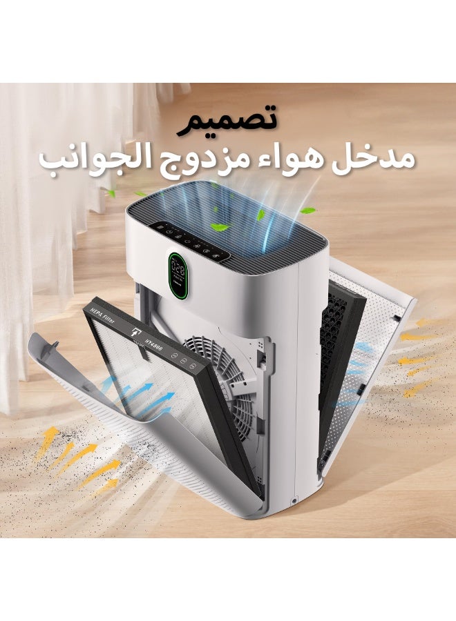 إبسون مُنقي هواء منزلي للمساحات الكبيرة (حتى 100 م²) - شاشة استشعار جودة الهواء PM2.5، إزالة 99.97% من شعر الحيوانات الأليفة مع مدخل هواء مزدوج الجوانب وفلتر منقي الهواء  - Image 4