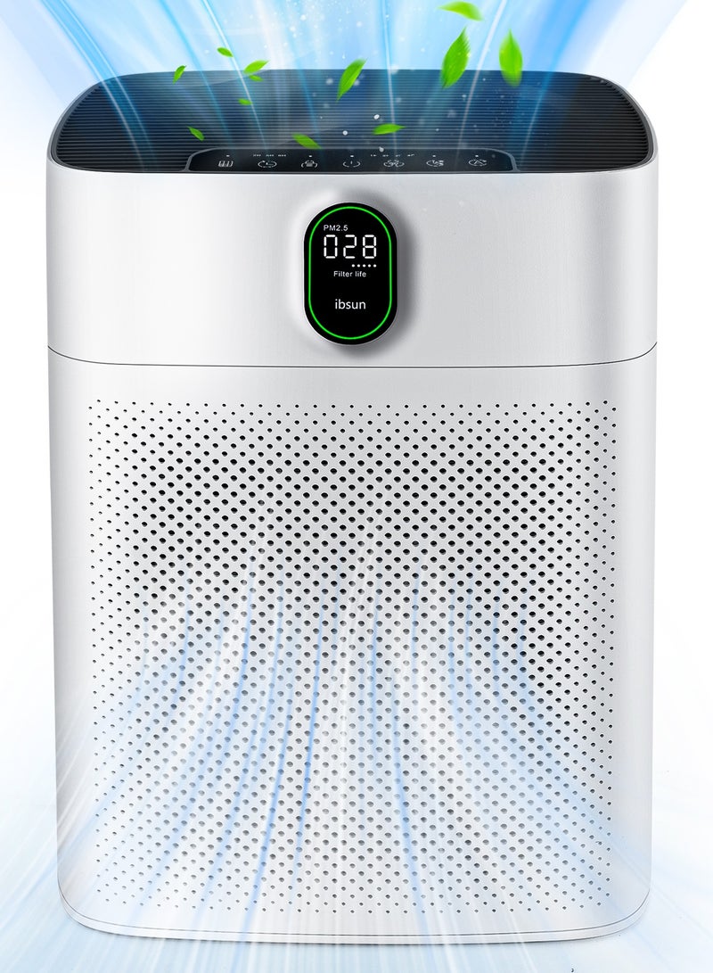 ibsun Air Purifiers for Home Large Room up to 100㎡ with PM 2.5 Display Air Quality Sensor, Remove 99.97% of Pet Hair with Double-sided Air Inlet - Image 1
