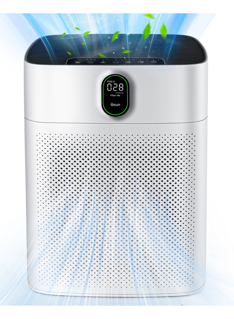 ibsun Air Purifiers for Home Large Room up to 100㎡ with PM 2.5 Display Air Quality Sensor, Remove 99.97% of Pet Hair with Double-sided Air Inlet - Image 1
