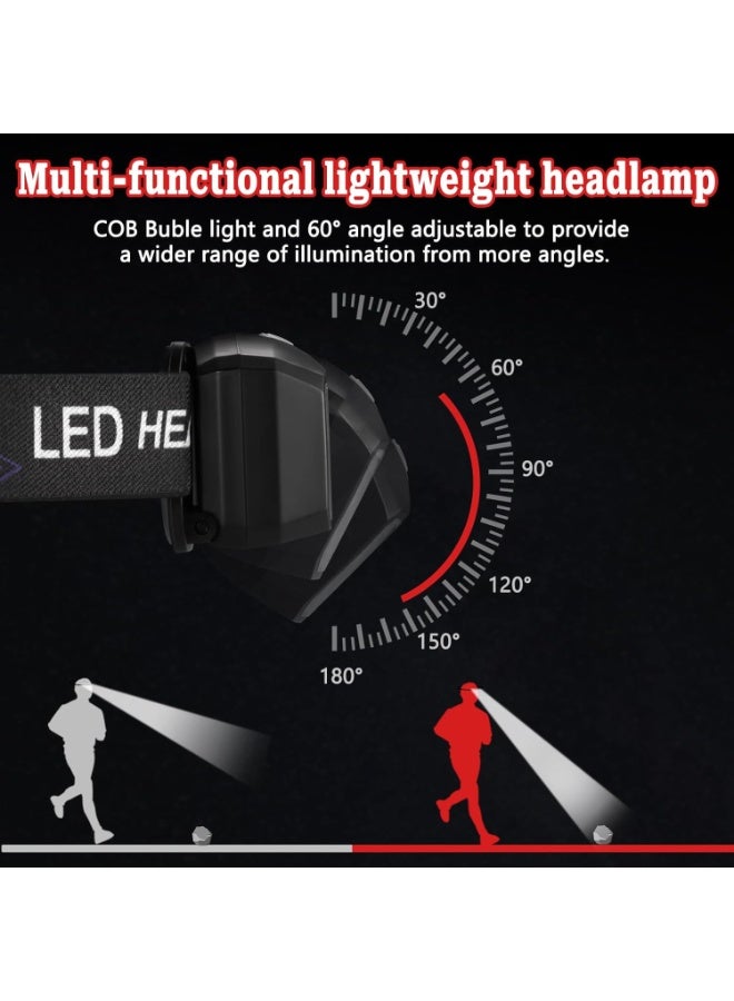 QLIGHT Rechargeable LED Headlamps , 800 Lumens Headlight, IPX4 Waterproof, 6 Modes, Red & White Light — Lightweight Head lamp, Adjustable Headlamp for Camping, Hiking, Running, Fishing & Repairs - Image 3