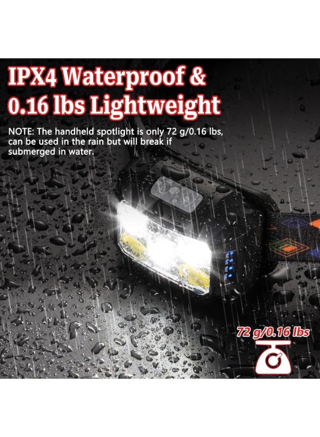 QLIGHT Rechargeable LED Headlamps , 800 Lumens Headlight, IPX4 Waterproof, 6 Modes, Red & White Light — Lightweight Head lamp, Adjustable Headlamp for Camping, Hiking, Running, Fishing & Repairs - Image 4