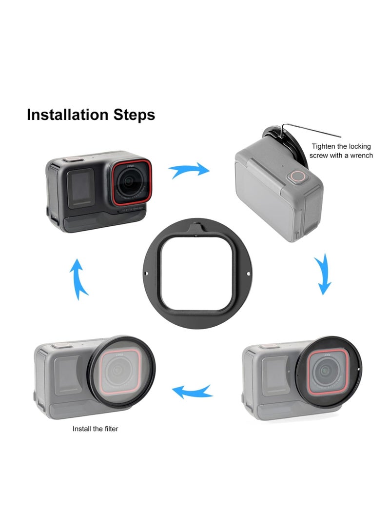 SYOSI Lens Filter Kit for Insta360 Ace Pro, 52mm Filter Adapter Ring, Aluminum Alloy Lens Frame, Metal Protective Frame, UV Lens Cap Protection Cover for Insta360 Ace Pro Action Camera Accessories  - Image 5
