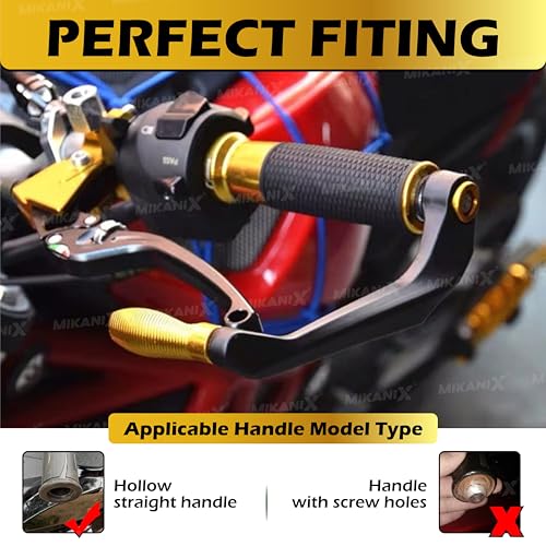 OBEROI'S TRADERS Carbon Finish CNC Aluminum Universal Motorcycle Lever Guard | Handle Bar End Brake Clutch Lever Protective Guards | Hand Guards for All Bikes (Golden) - Image 3