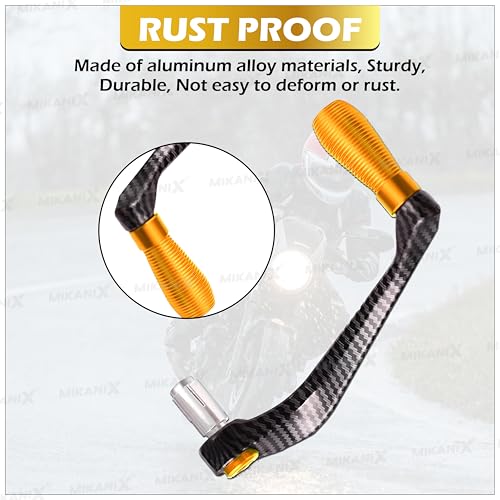 OBEROI'S TRADERS Carbon Finish CNC Aluminum Universal Motorcycle Lever Guard | Handle Bar End Brake Clutch Lever Protective Guards | Hand Guards for All Bikes (Golden) - Image 4