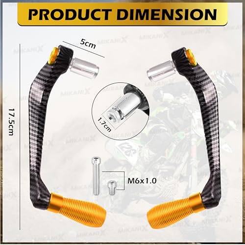 OBEROI'S TRADERS Carbon Finish CNC Aluminum Universal Motorcycle Lever Guard | Handle Bar End Brake Clutch Lever Protective Guards | Hand Guards for All Bikes (Golden) - Image 5