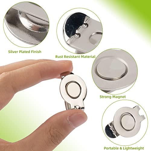 TXIN 6 Pieces Golf Cap Clip Ball Marker Holders, Silver Magnetic Golf Hat Clip Magnetic Golf Ball Marker Holder for Pants Hats Bags - Image 3