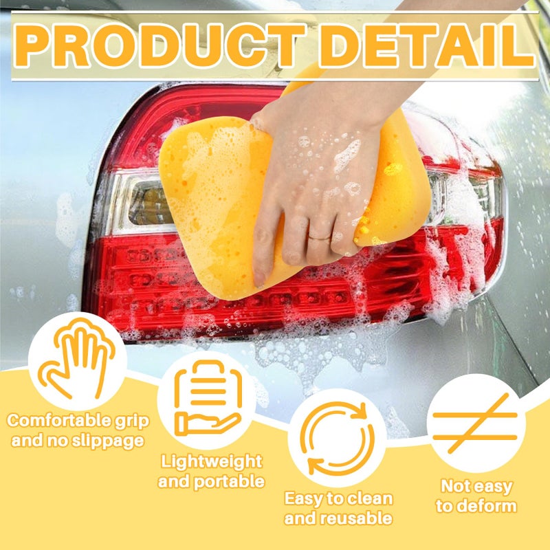 RAINFLOW 4PCS إسفنجة غسيل سيارات كبيرة – إسفنجات لتنظيف الفخار عالي الكثافة السميك الإضافي، خالية من الخدوش، فائقة الامتصاص، قابلة لإعادة الاستخدام لتفاصيل السيارات، التلميع والتنظيف - Image 4