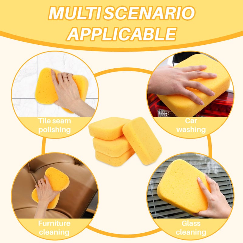 RAINFLOW 4PCS إسفنجة غسيل سيارات كبيرة – إسفنجات لتنظيف الفخار عالي الكثافة السميك الإضافي، خالية من الخدوش، فائقة الامتصاص، قابلة لإعادة الاستخدام لتفاصيل السيارات، التلميع والتنظيف - Image 5