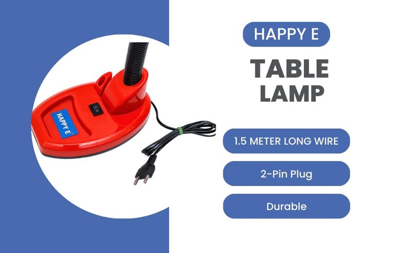 HAPPY E Table Lamp with Pen Holder, Study lamp for Students Flexible Gooseneck, On/Off Switch, B22 Bulb Holder, Red and Black (Blub not Included) - Image 3