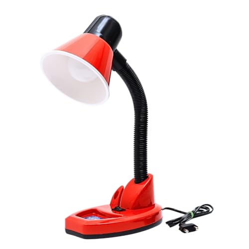 HAPPY E Table Lamp with Pen Holder, Study lamp for Students Flexible Gooseneck, On/Off Switch, B22 Bulb Holder, Red and Black (Blub not Included) - Image 1