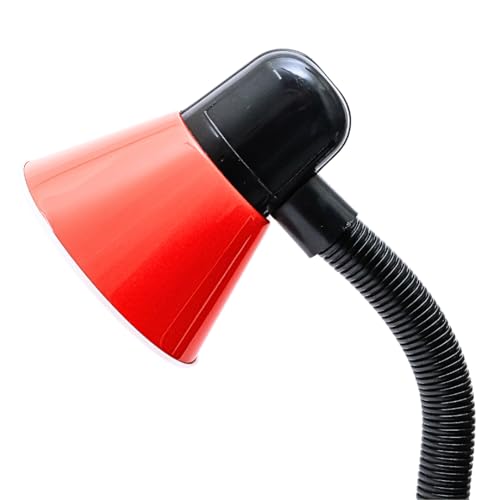 HAPPY E Table Lamp with Pen Holder, Study lamp for Students Flexible Gooseneck, On/Off Switch, B22 Bulb Holder, Red and Black (Blub not Included) - Image 4
