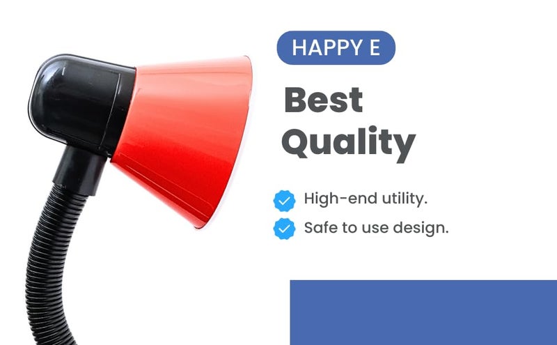 HAPPY E Table Lamp with Pen Holder, Study lamp for Students Flexible Gooseneck, On/Off Switch, B22 Bulb Holder, Red and Black (Blub not Included) - Image 2