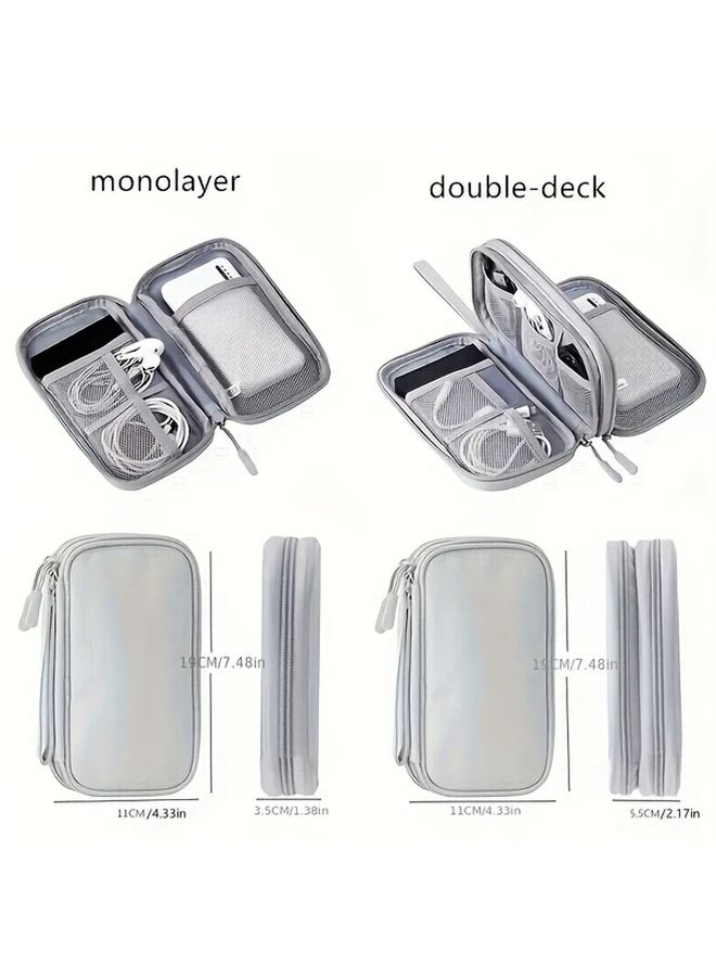 Black Electronics Organizer Travel Case With Charger Cable Compartments Durable Waterproof Polyester - Image 3