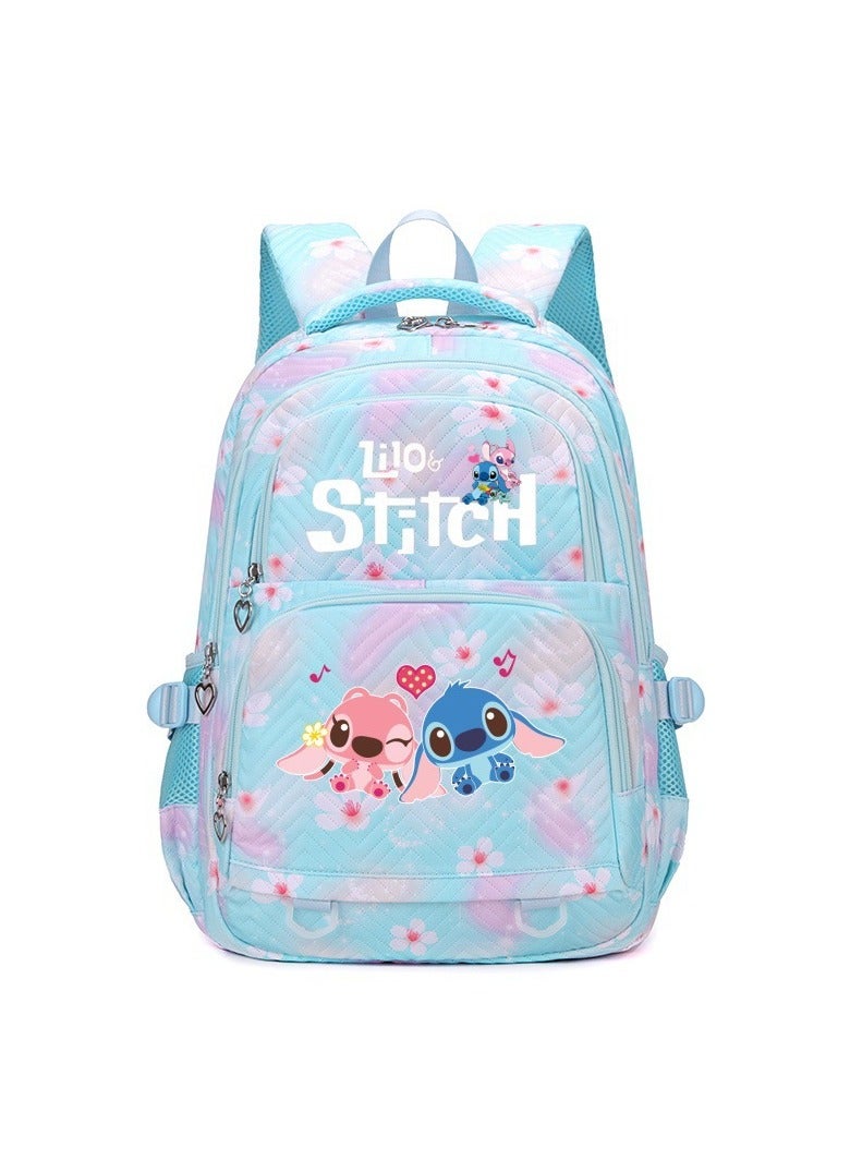 Stitch cartoon print embossed large capacity schoolbag for primary and secondary school students cute backpack light and fashionable backpack 31*43*16CM