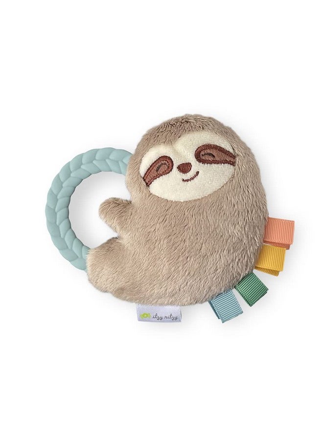 Itzy Ritzy - - Ritzy Rattle Pal With Teether - Baby Teething Toy Features A Minky Plush Character, Gentle Rattle Sound & Soft Teether Toy For Newborn (Sloth) - Image 1