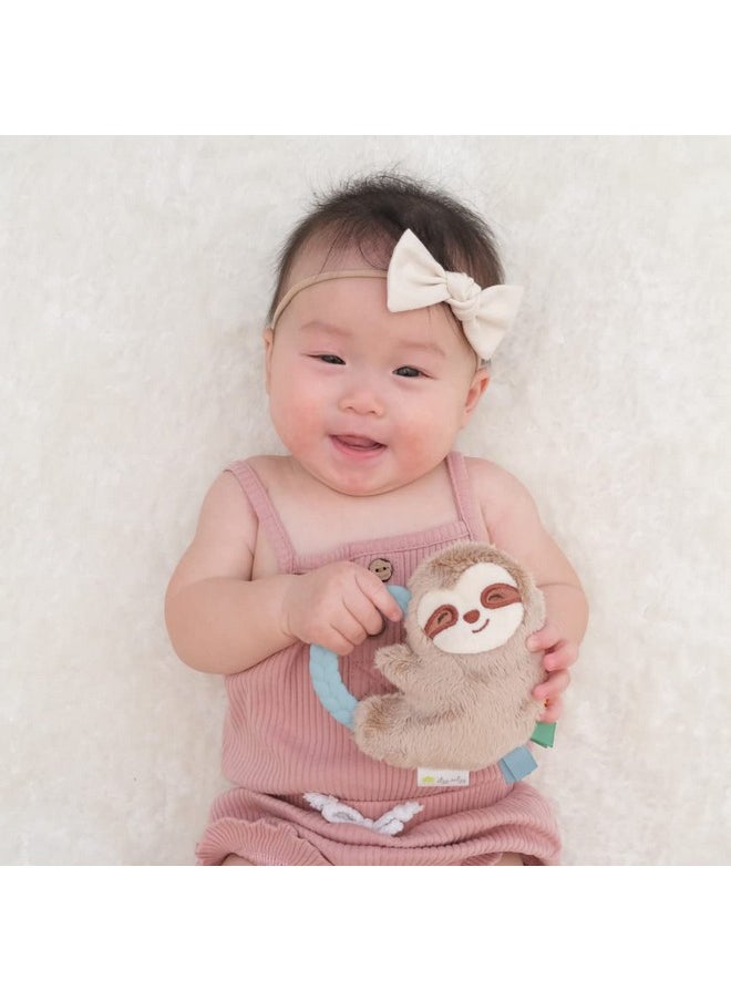 Itzy Ritzy - - Ritzy Rattle Pal With Teether - Baby Teething Toy Features A Minky Plush Character, Gentle Rattle Sound & Soft Teether Toy For Newborn (Sloth) - Image 1