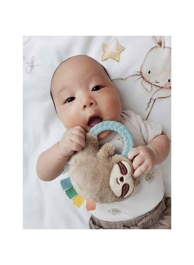 Itzy Ritzy - - Ritzy Rattle Pal With Teether - Baby Teething Toy Features A Minky Plush Character, Gentle Rattle Sound & Soft Teether Toy For Newborn (Sloth) - Image 1