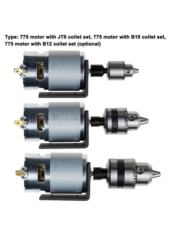 12-24VDC 775 Motor Max 10000 RPM Ball Bearing Large Torque Electronic Component Motor High Power Low Noise Gear Motor Driver for Electrical Tools DIY - Image 5