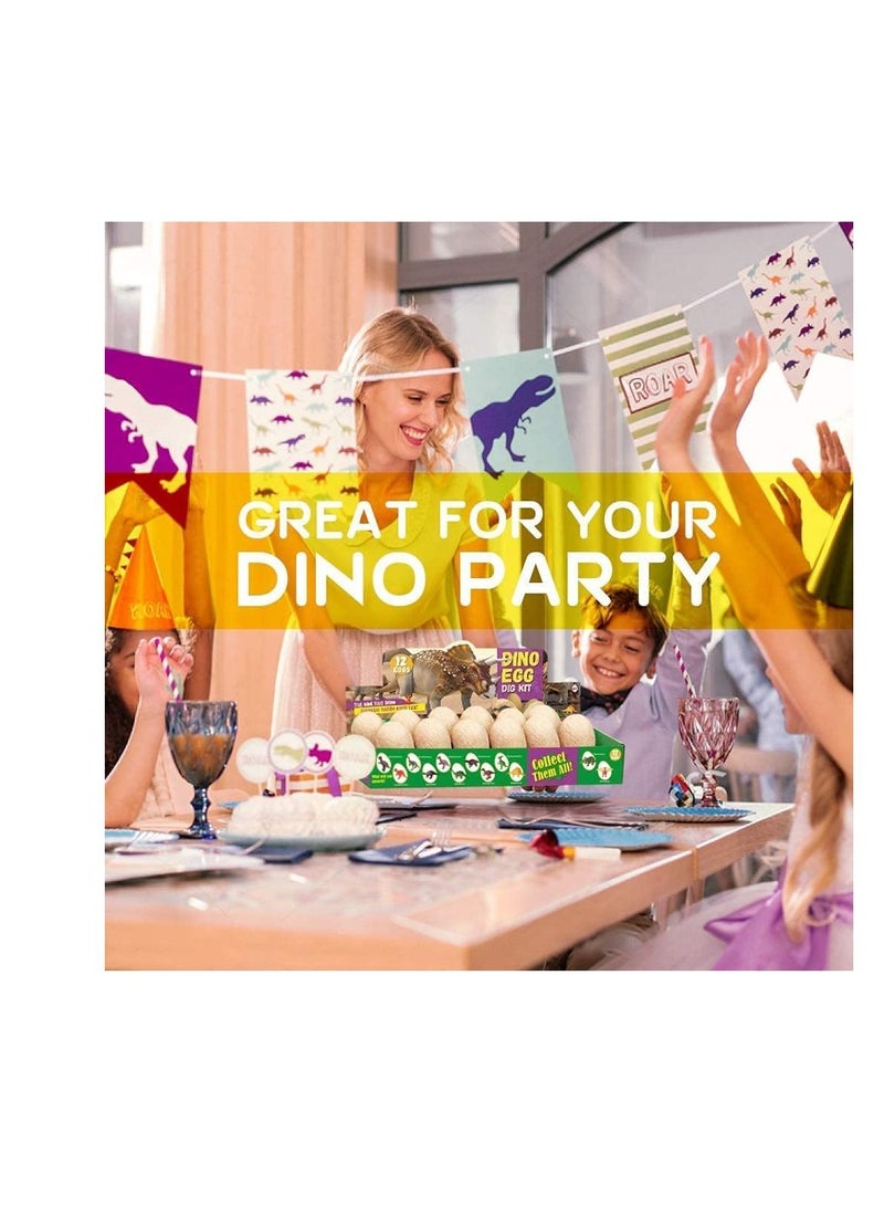Excefore Archaeological excavation toys 12 Different Fossil/Eggs with Excavation Kits， Educational Science Gifts for Kids Party Archaeology Paleontology Toy (Dinosaur Eggs)  - Image 3