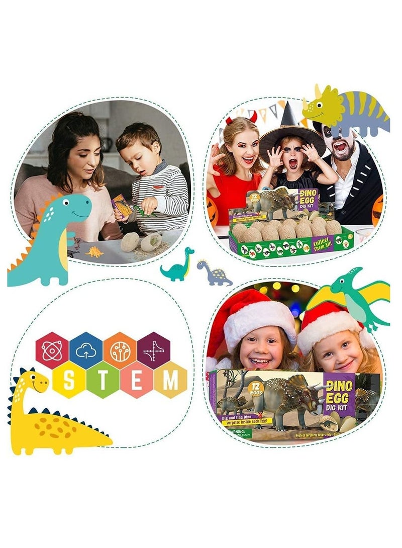 Excefore Archaeological excavation toys 12 Different Fossil/Eggs with Excavation Kits， Educational Science Gifts for Kids Party Archaeology Paleontology Toy (Dinosaur Eggs)  - Image 4