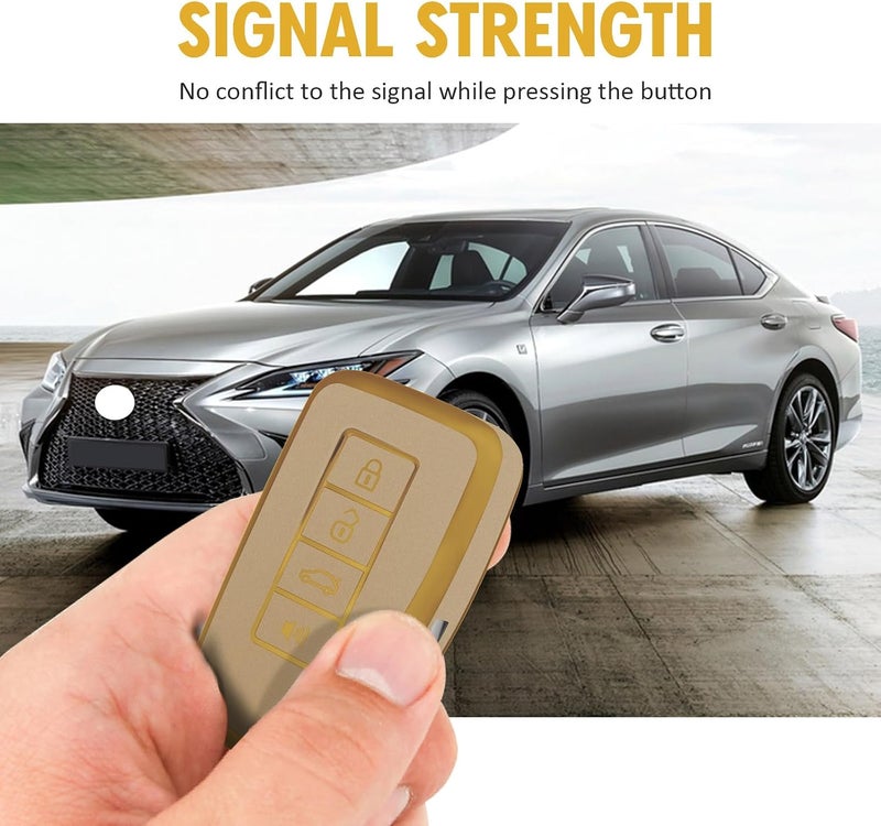 وركاس غلاف مفتاح ذكي بزرار 4 متوافق مع RX ES GS LS NX RS GX LX RC LC (رملي سريع - ذهبي شمبانيا) - Image 3