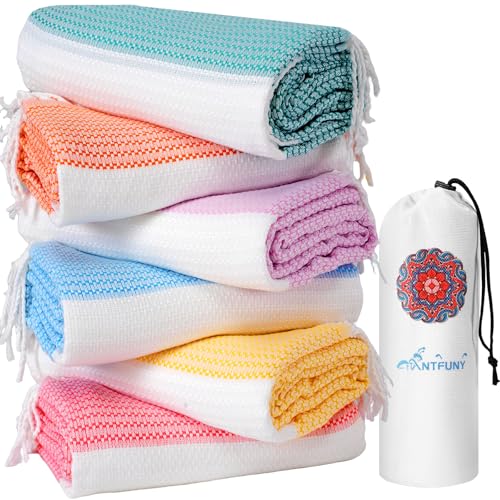Antfuny 6 Packs Turkish Beach Towels Oversized Swim Towel Set Bulk Quick Dry Bath Pool SandFree Extra Large Xl Big Blanket Adult Travel Essentials Cruise Accessories Must Have Clearance Vacation Stuff - Image 1