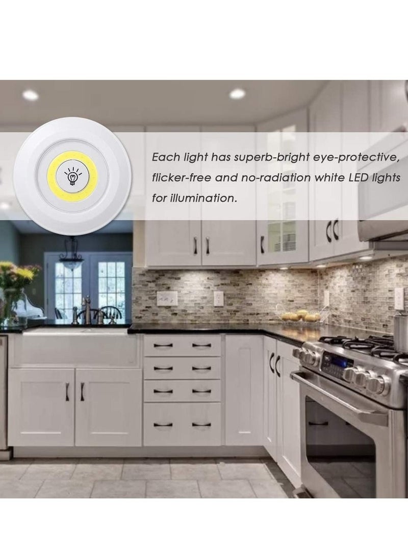 4.5v 1W COB LED Puck Light 3 Pack with Remote Controller Brightness Adjustable Wireless Dimmable Touch Sensor Control Night Lamp Under Cabinet Lighting Battery Powered Operated for Cabinet - Image 3