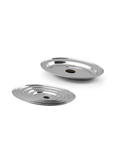 BLACKSTONE Stainless Steel Deep Oval Tray, Perfect for Serving Oval Tray Set of 2 Pcs  - Image 1