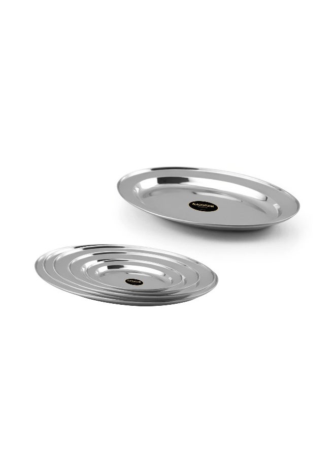 BLACKSTONE Stainless Steel Deep Oval Tray, Perfect for Serving Oval Tray Set of 2 Pcs  - Image 1