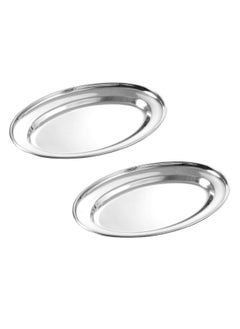 BLACKSTONE Stainless Steel Deep Oval Tray, Perfect for Serving Oval Tray Set of 2 Pcs  - Image 3