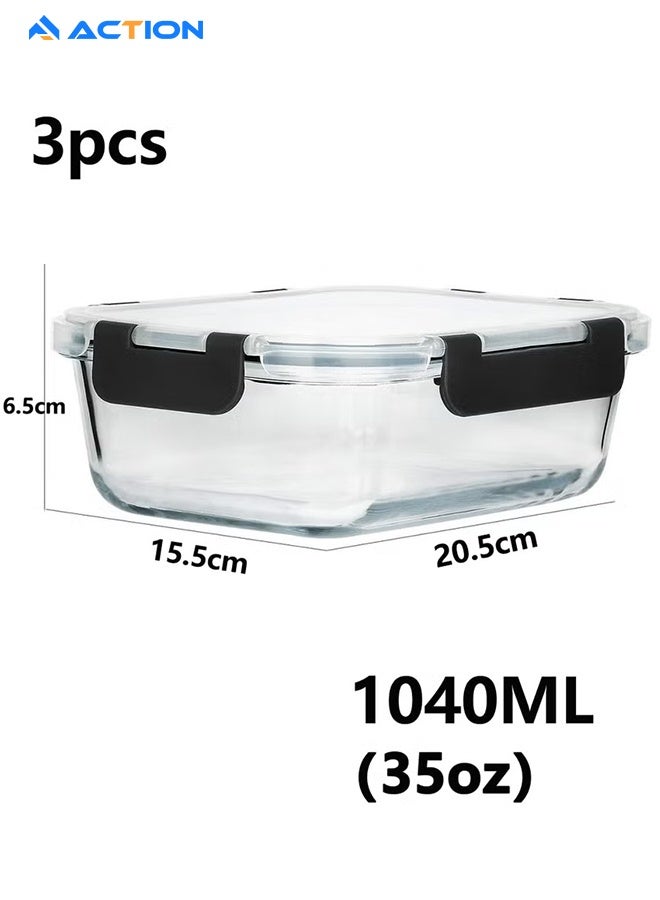 ACTION 3-Pack, Glass Meal Prep Containers, Glass Food Storage Containers With Lids, Lunch Containers, Microwave, Oven, Freezer And Dishwasher - Image 2