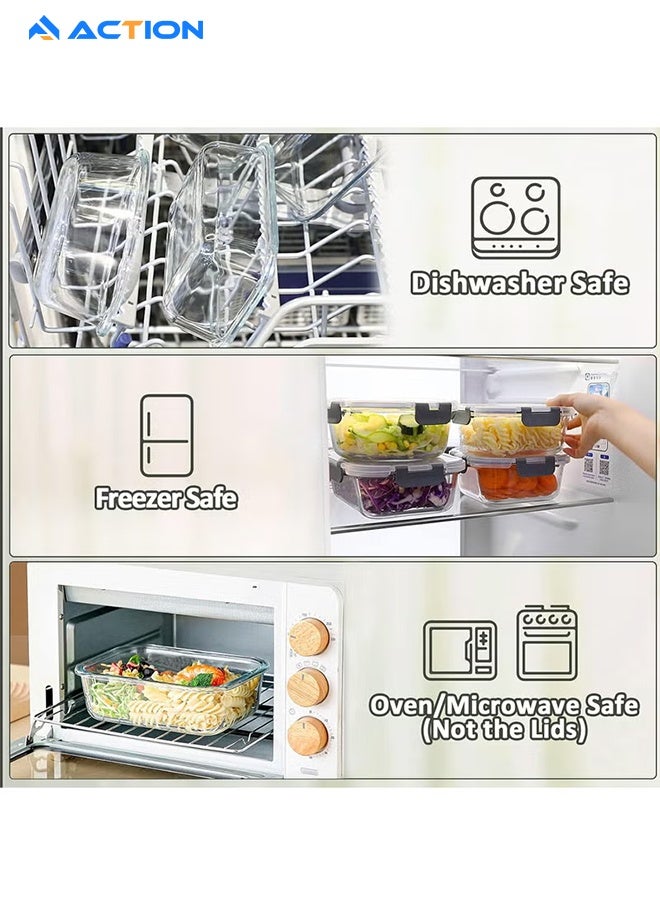 ACTION 3-Pack, Glass Meal Prep Containers, Glass Food Storage Containers With Lids, Lunch Containers, Microwave, Oven, Freezer And Dishwasher - Image 4